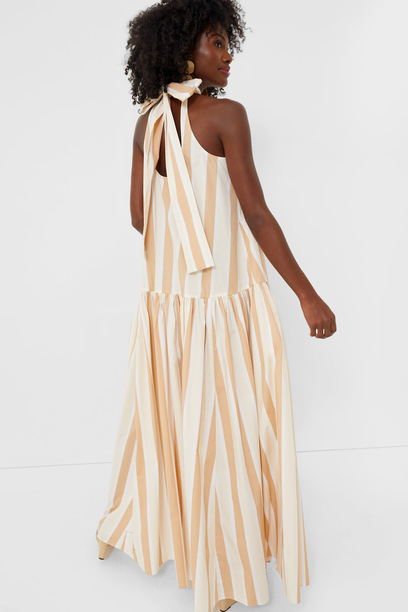 Sand Stripe Midi Marlowe Dress