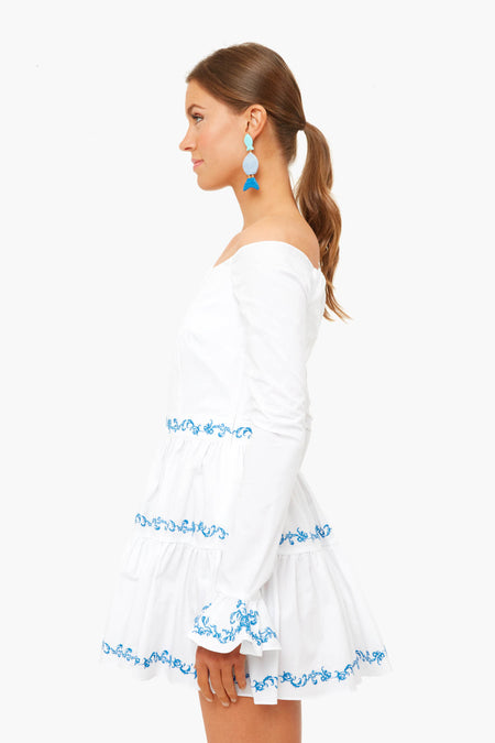 Blue Embroidery Lennon Dress