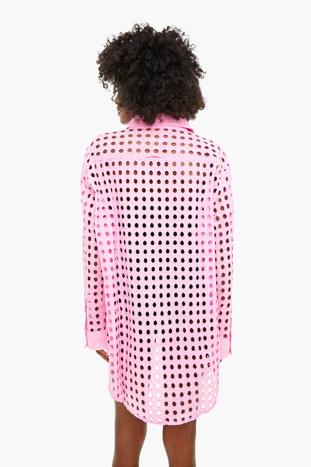 Bubblegum Eyelet Oxford Tunic