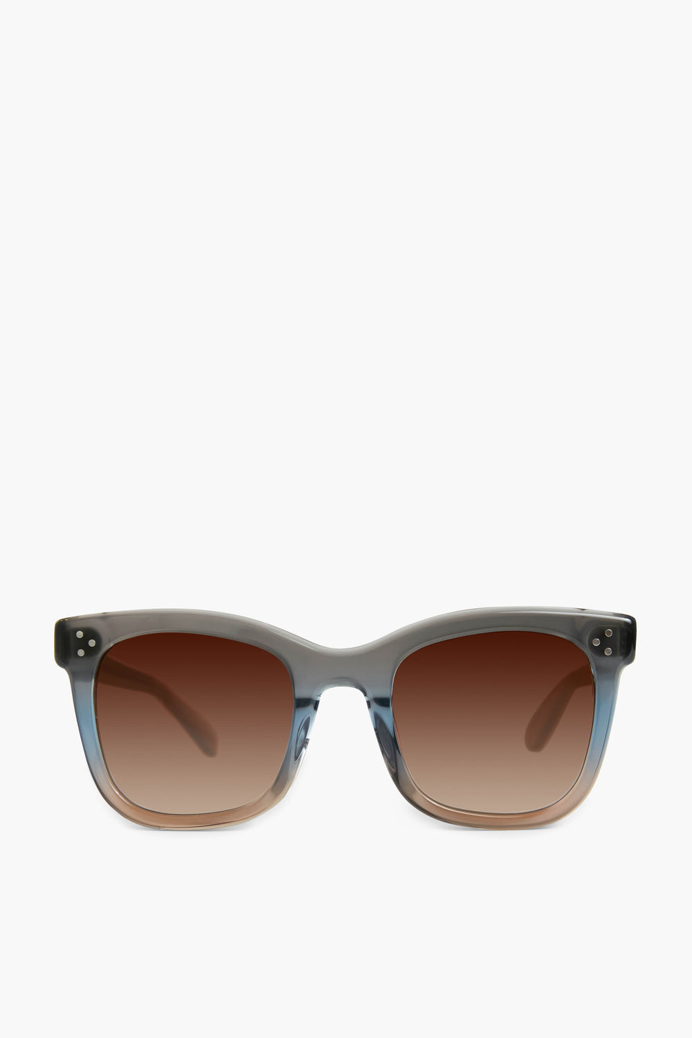 KREWE du optic Rectangular Oolong Adele Sunglasses feature handcrafted acetate frames in semi-transparent gray and brown gradient lenses, offering 100% UVA/UVB protection for a modern look.