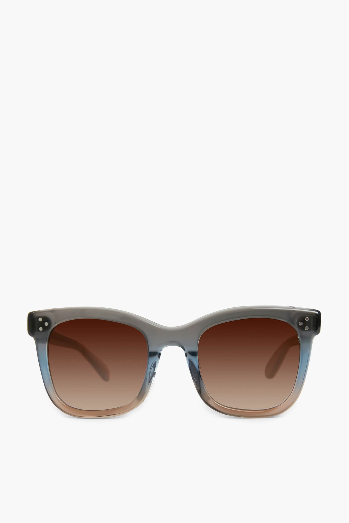 KREWE du optic Rectangular Oolong Adele Sunglasses feature handcrafted acetate frames in semi-transparent gray and brown gradient lenses, offering 100% UVA/UVB protection for a modern look.