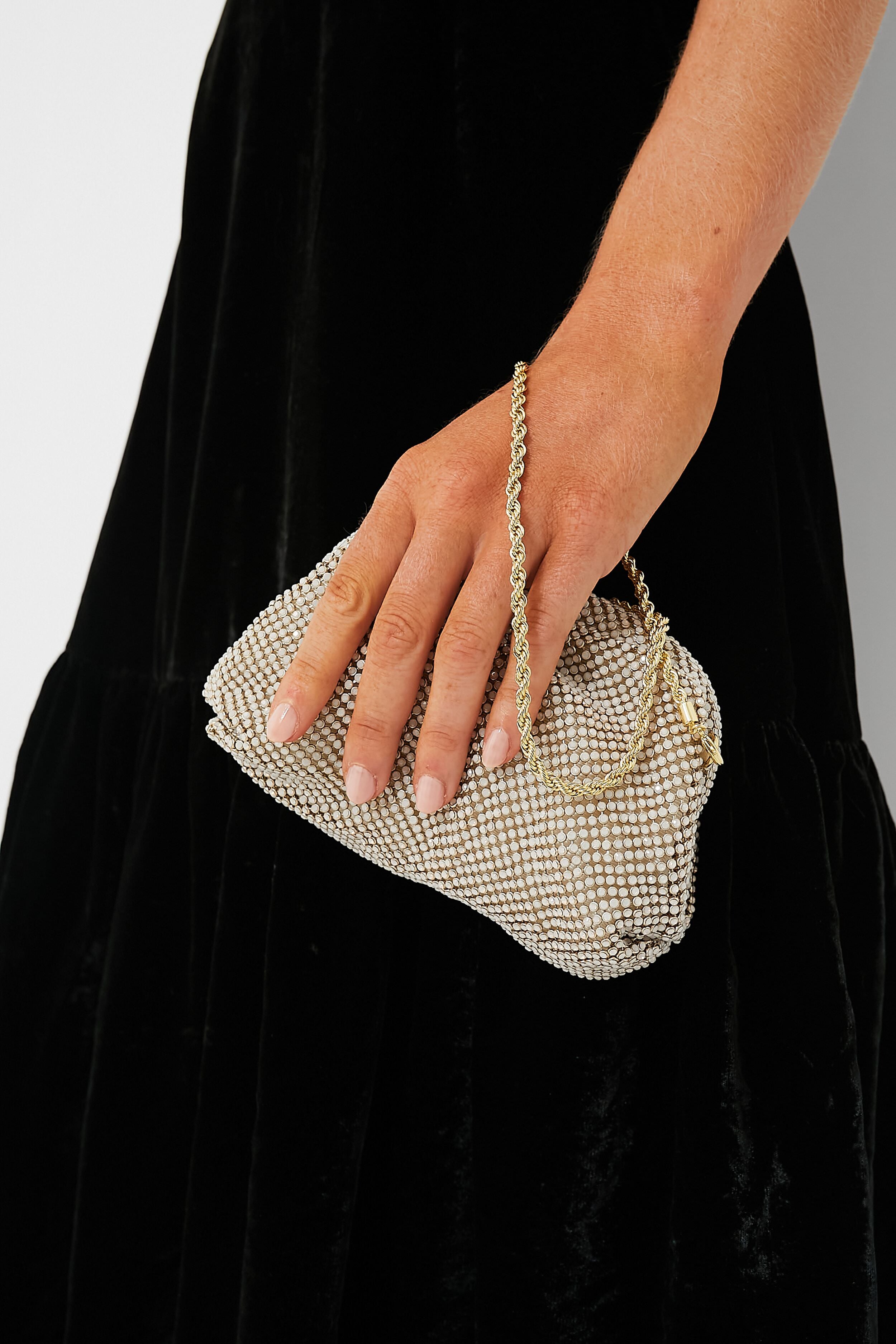 White Opal Diamante Doris Micro Clutch