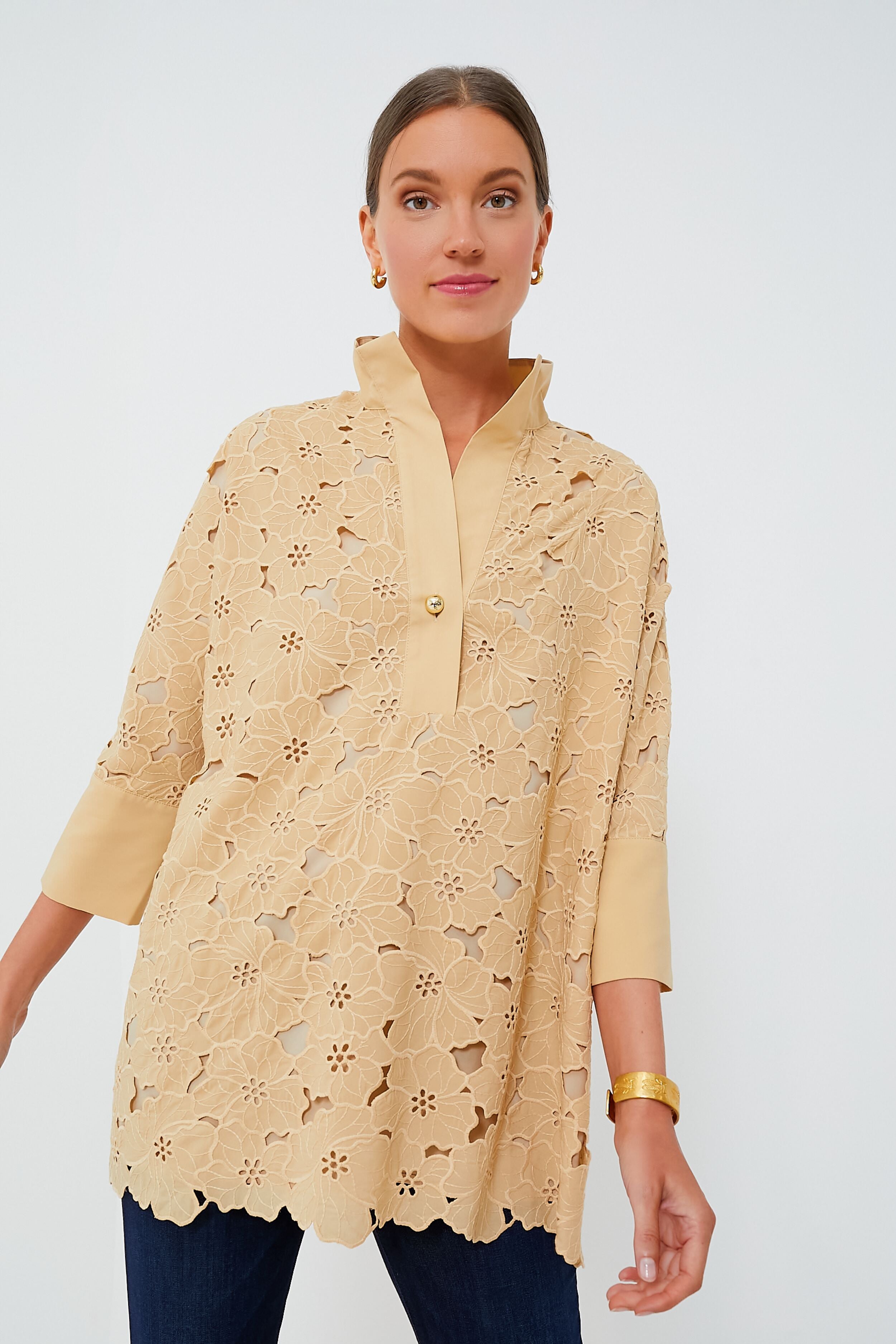 Tan Lace Willow Blouse Tuckernuck