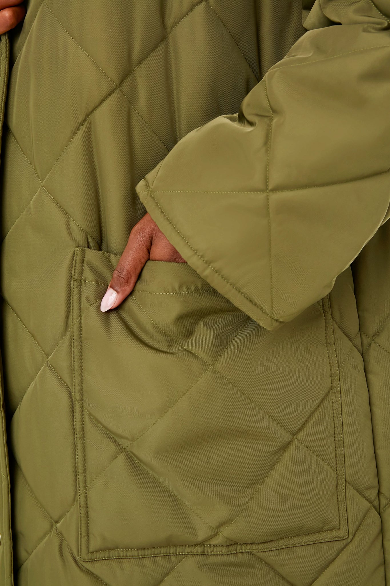 Emerson Fry India Quilted Coat in Sage Organic