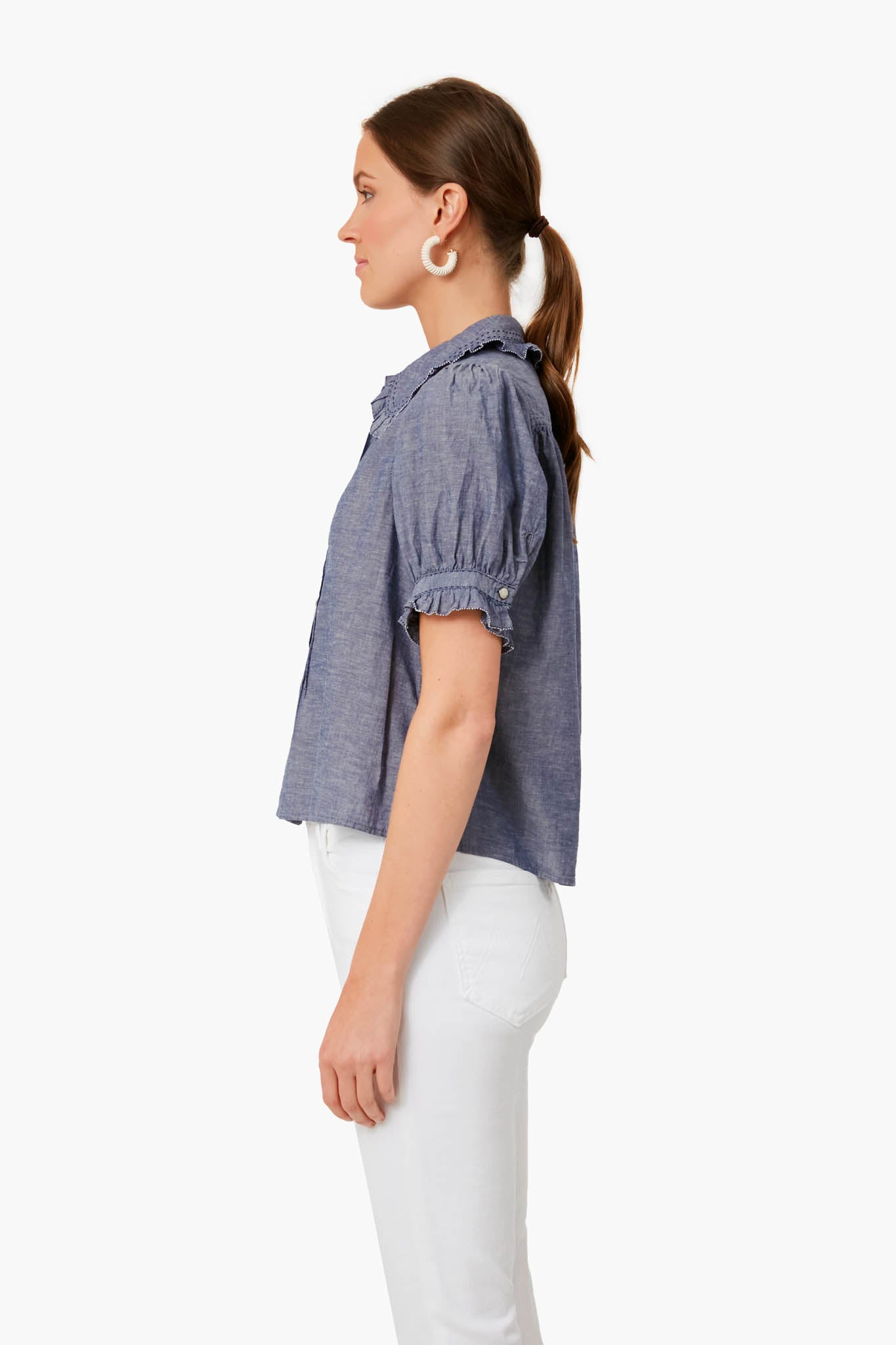 Navy Chambray The Fern Top