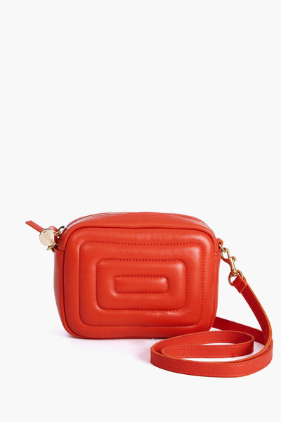 Clare V. Lucie Quilted Checker Crossbody Bag in Orange
