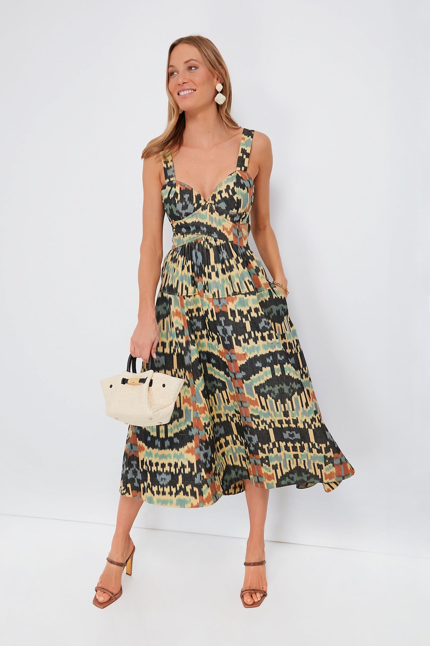 Black Natural Raffia Mini New York Bag
