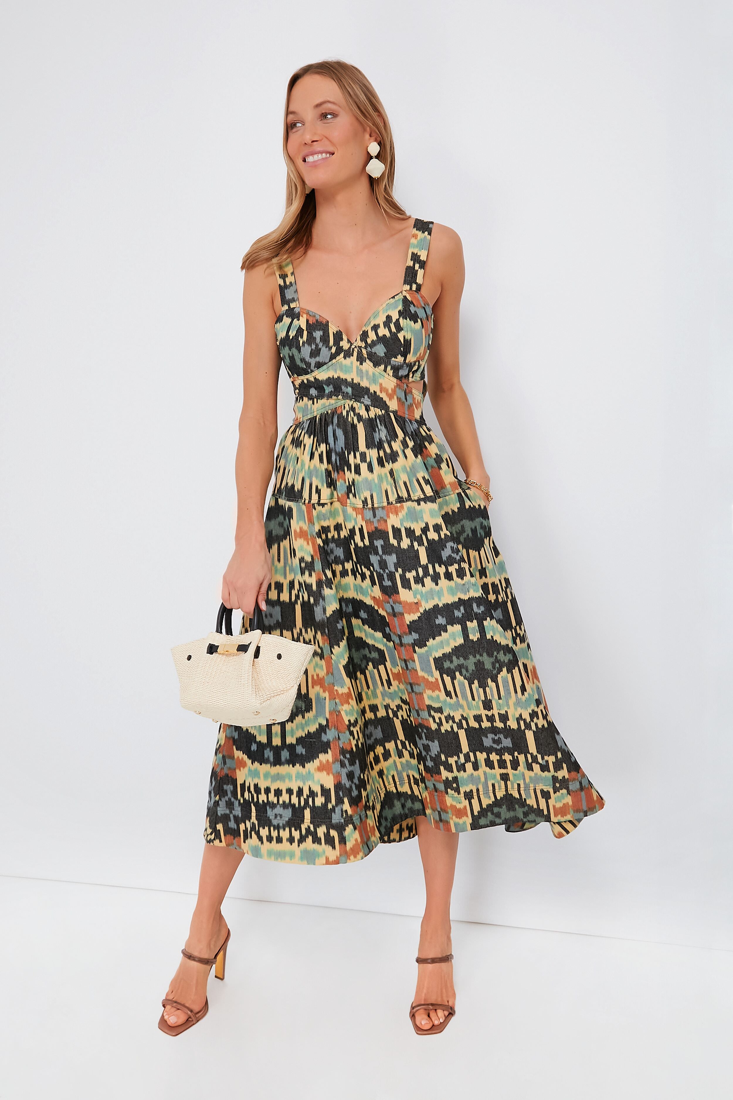 Black Natural Raffia Mini New York Bag