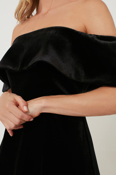 Black Velvet Off The Shoulder Elise Dress