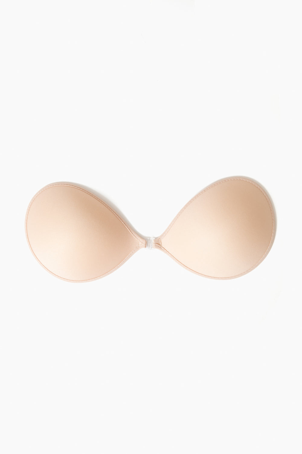 The NuBra strapless, backless adhesive bra features molded cups and a front clasp, offering seamless support under any outfit.