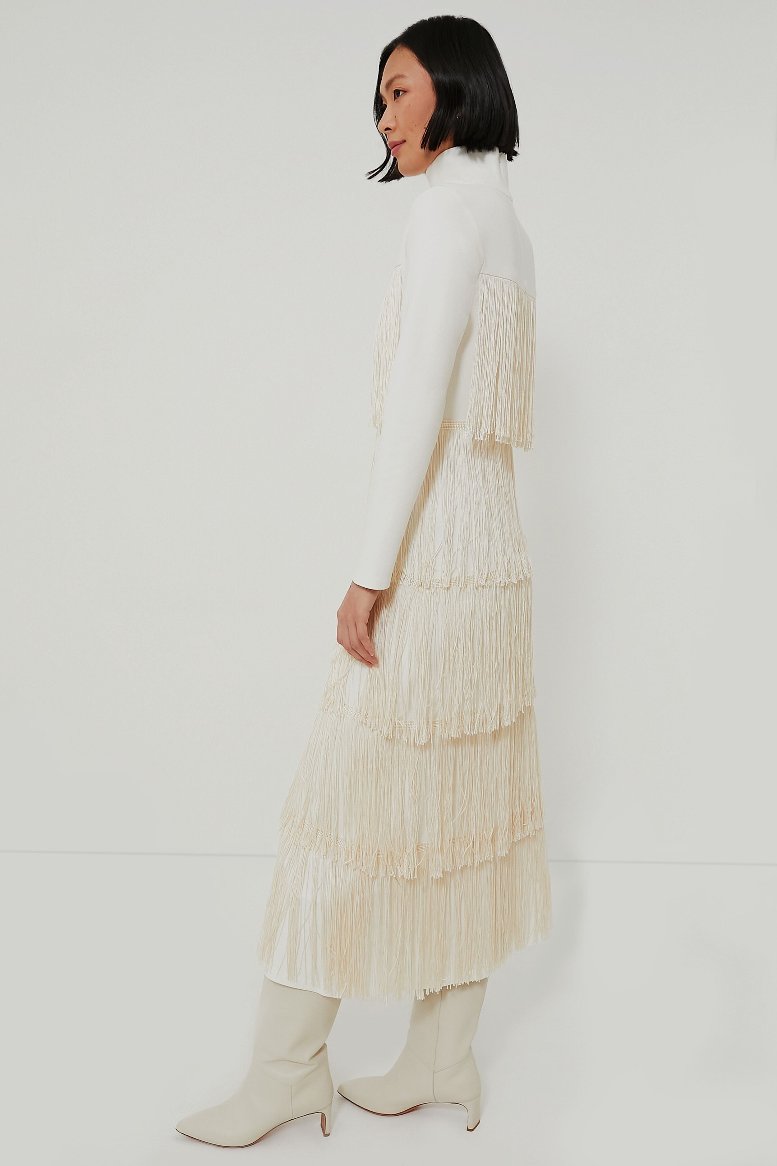 Grand Entrance Sequin Fringe Midi Dress (White Multi)- FINAL SALE