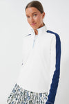 White and Navy Carver Quarter Zip Tee