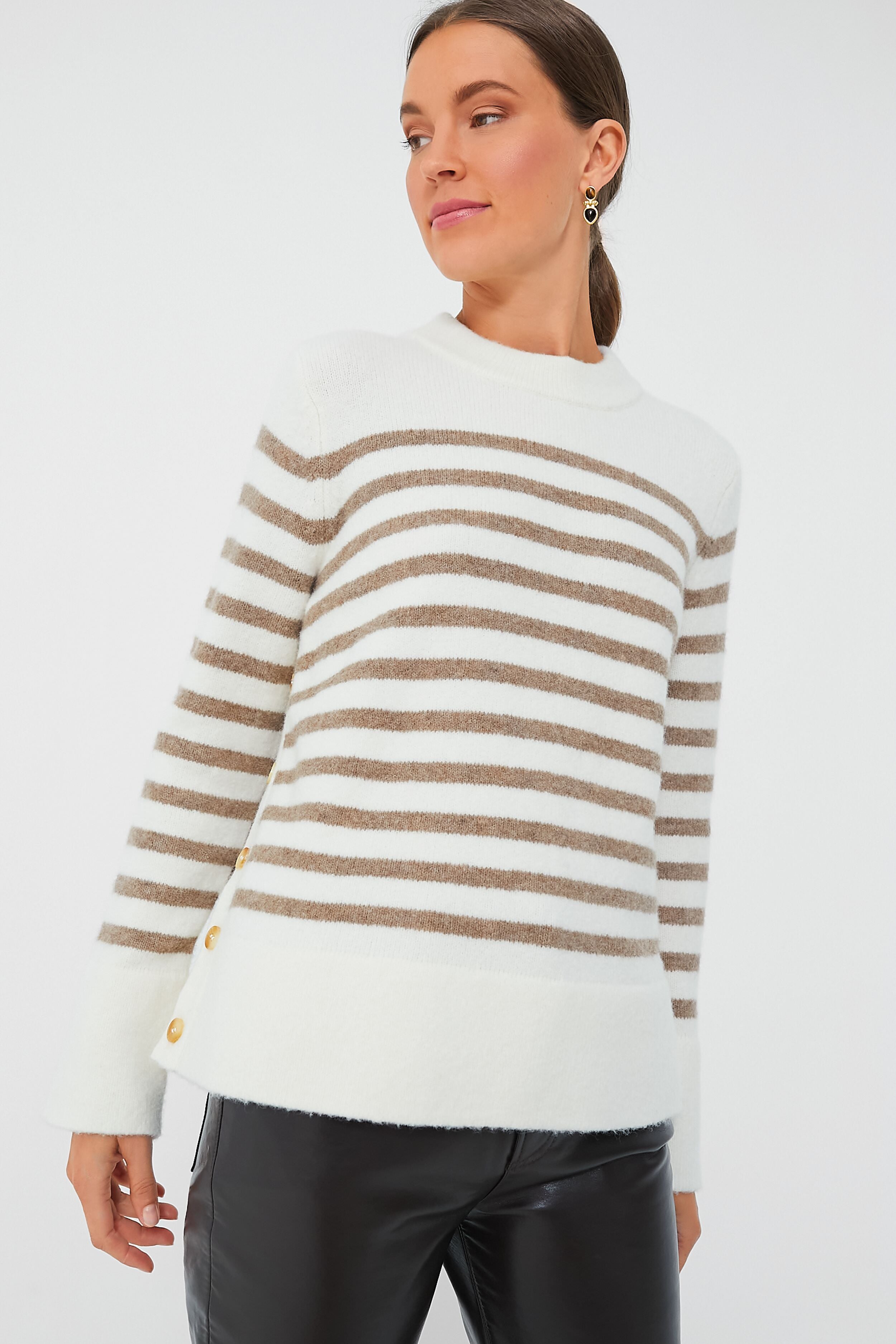Cream and Tan Stripe Bonnie Sweater | Tuckernuck