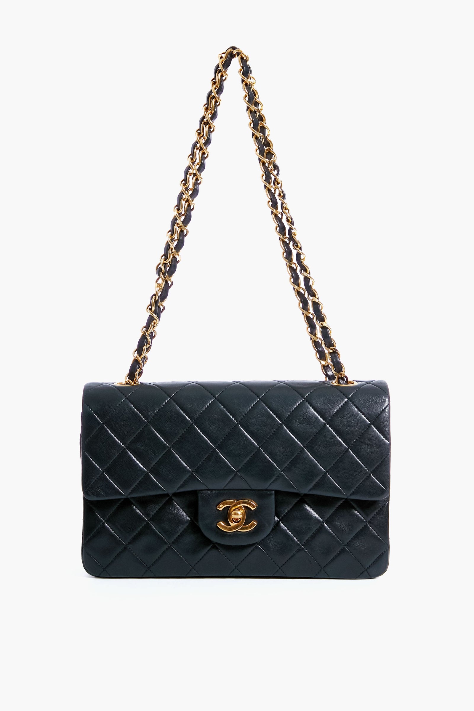CHANEL Black Lambskin Flap Shoulder Bag