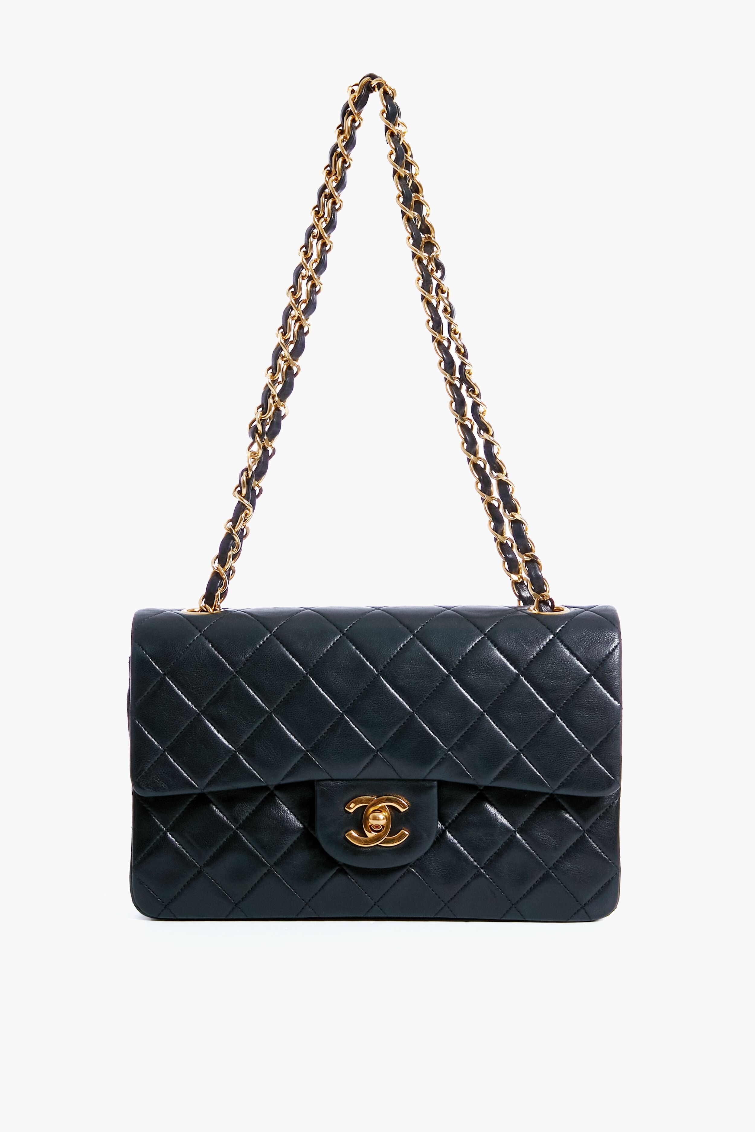 CHANEL Black Lambskin Flap Shoulder Bag