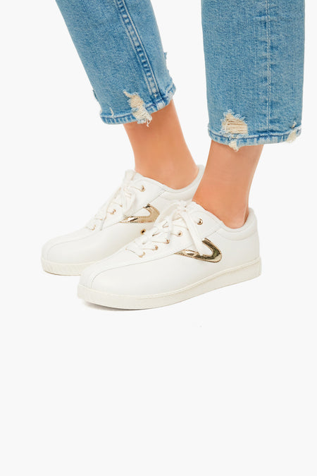 Gold Nylite Leather Sneakers