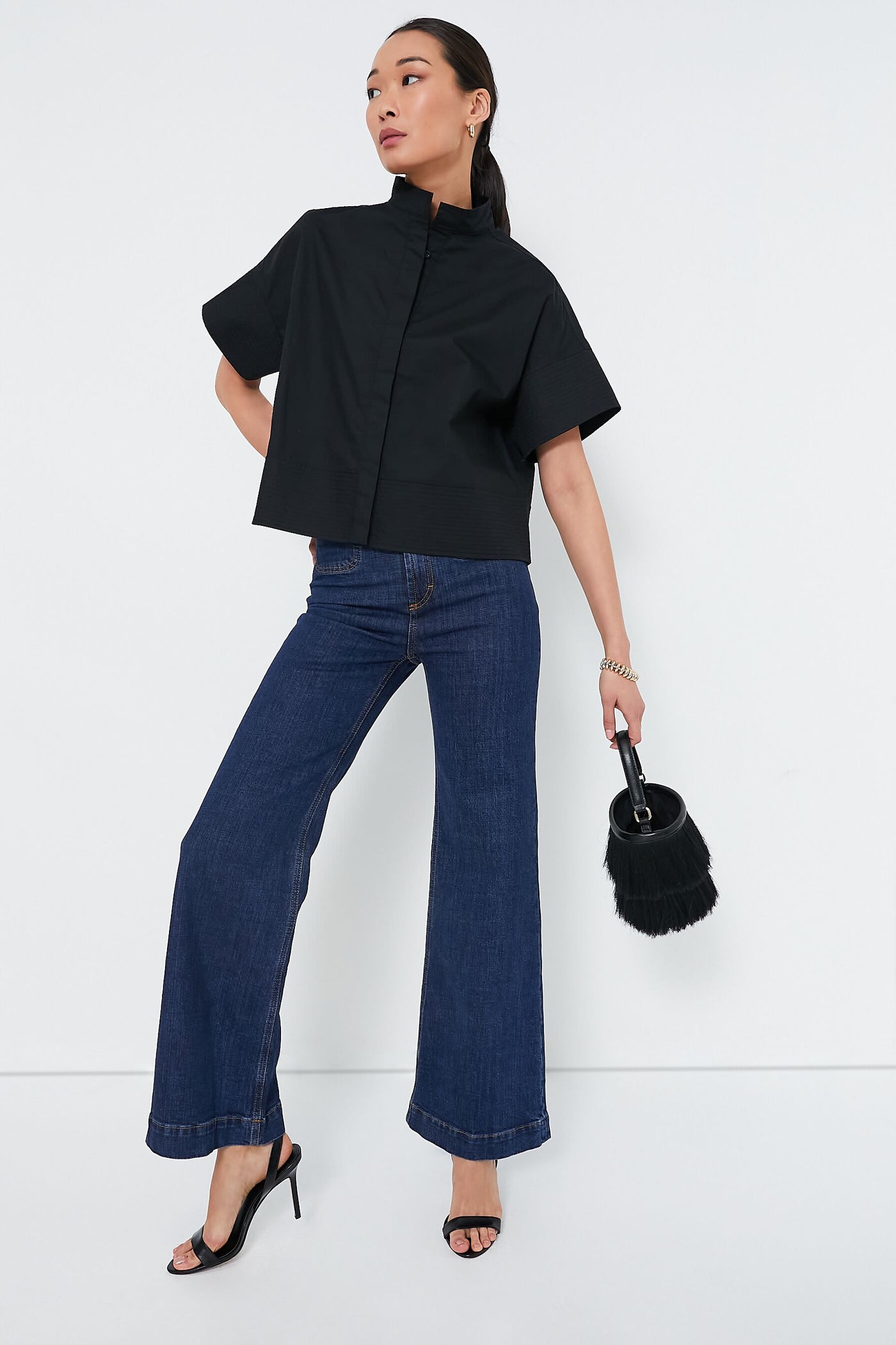 Black Trapunto Stitch Sofia Shirt