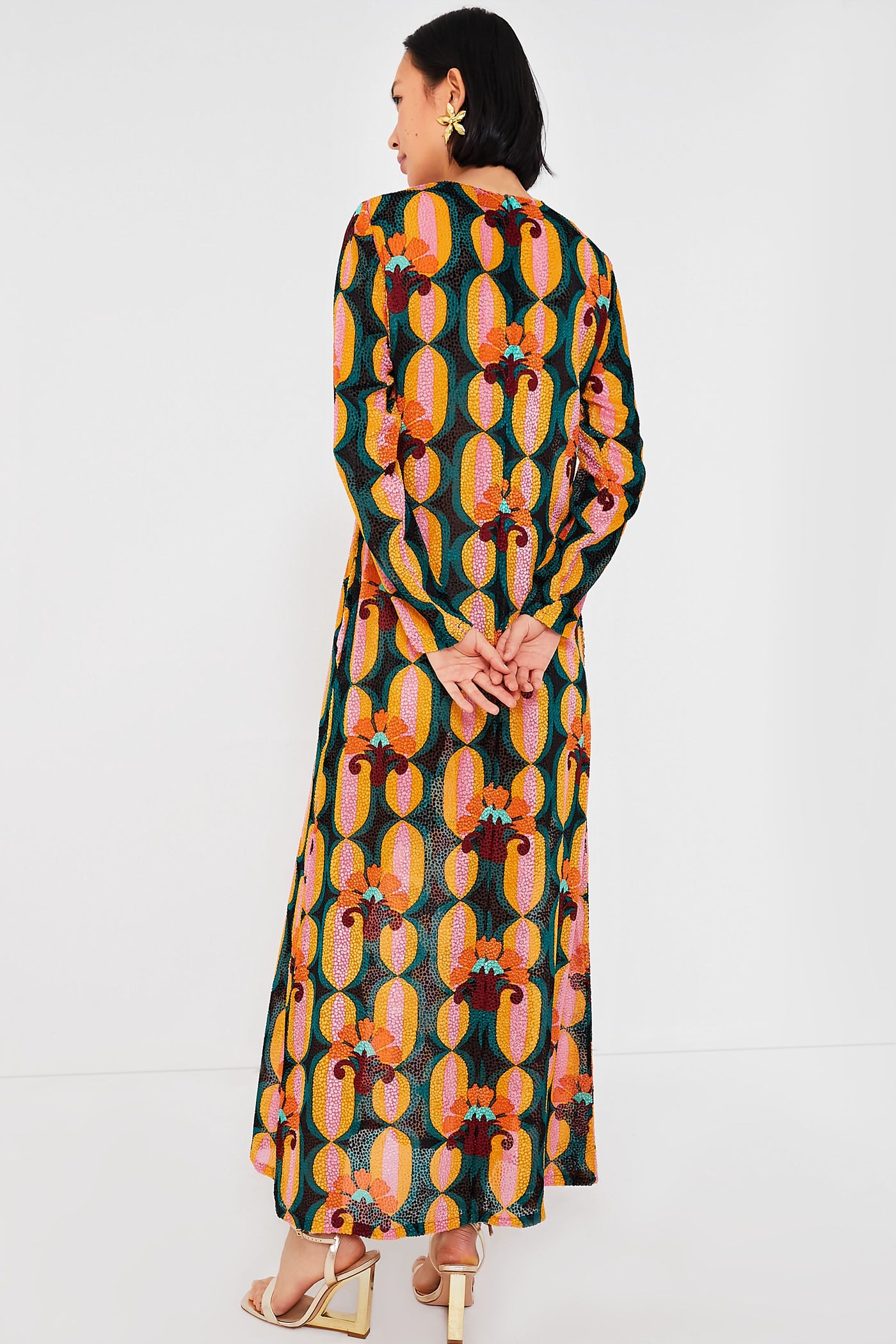long sleeve maxi swing dress Long Sleeve Swing Dress in Atlantis Yellow for Women