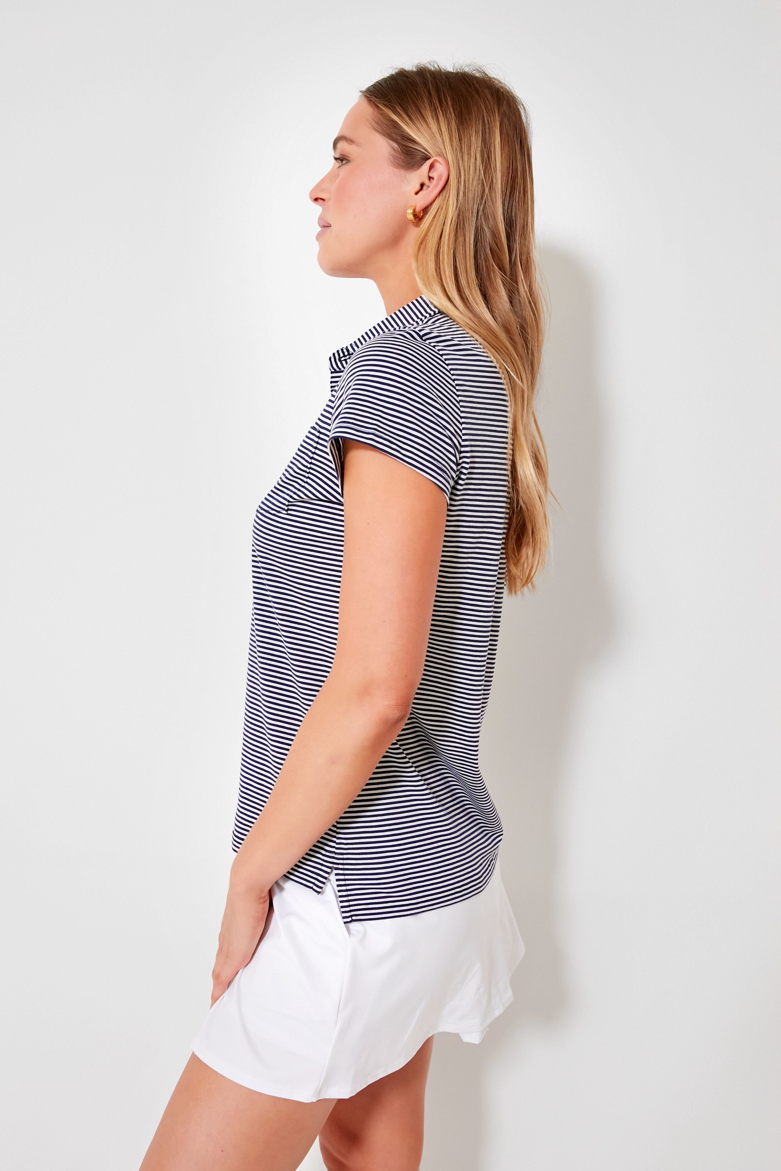 Navy and White Short Sleeve Polo
