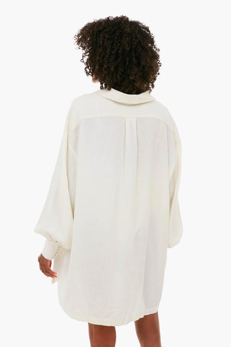 Off White Lace-Up Caftan