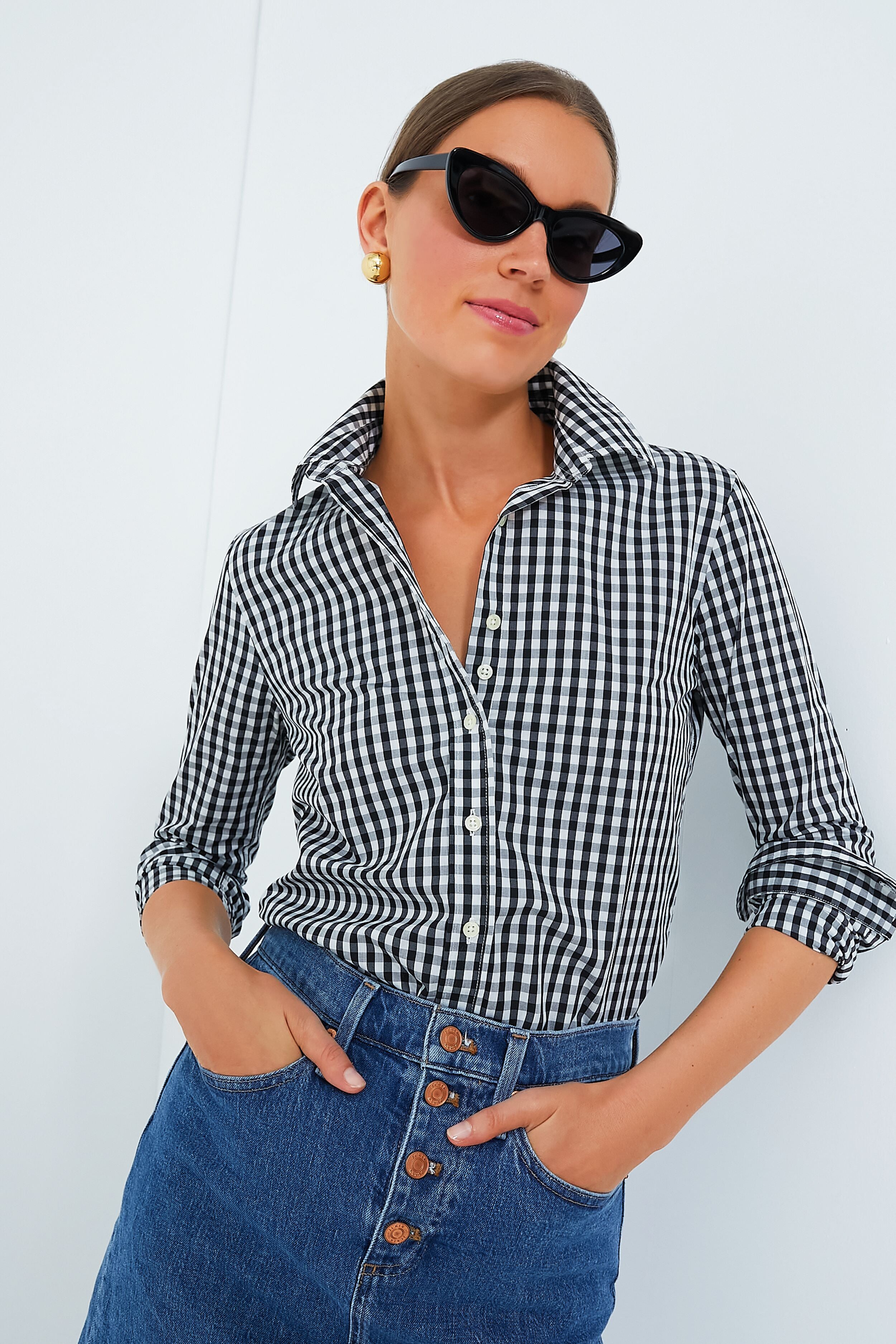 Black Large Check Long Sleeve Icon Shirt