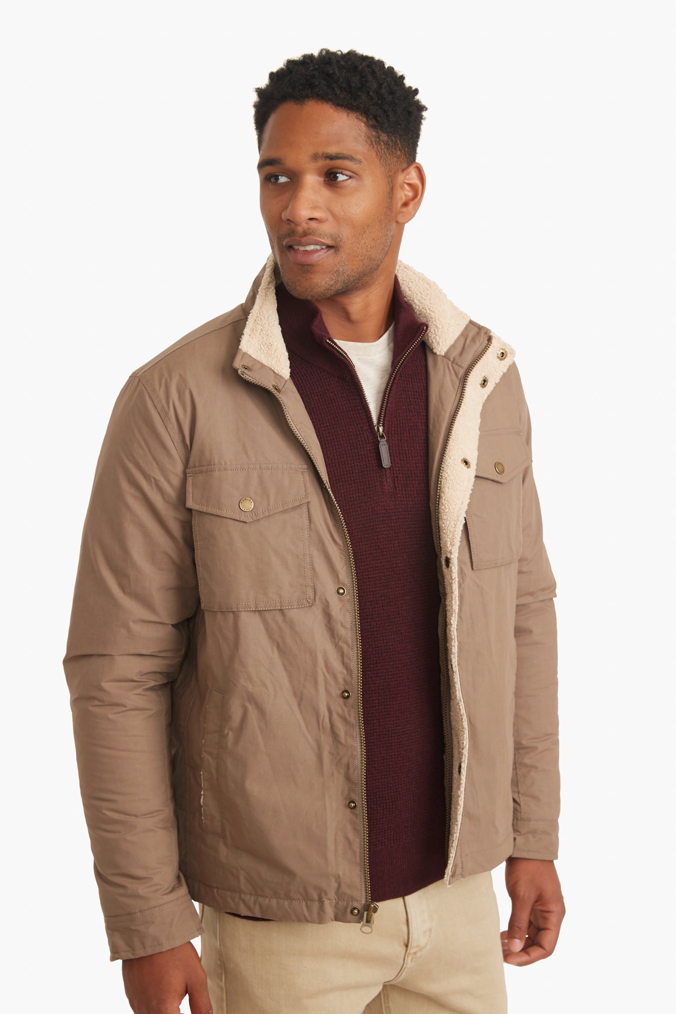Morel Sherpa Lined Wax Canvas Jacket | Marine Layer