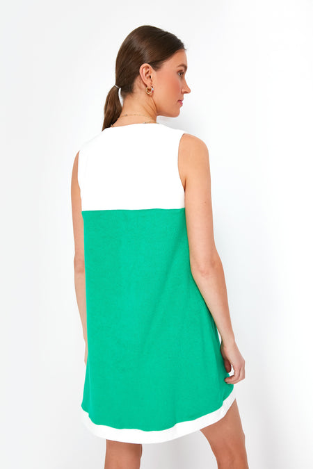 Green and White Colorblock Kelly Dress