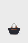 The Tuckernuck Accessories black tote bag features brown trim and striped handles, making it perfect for everyday use.