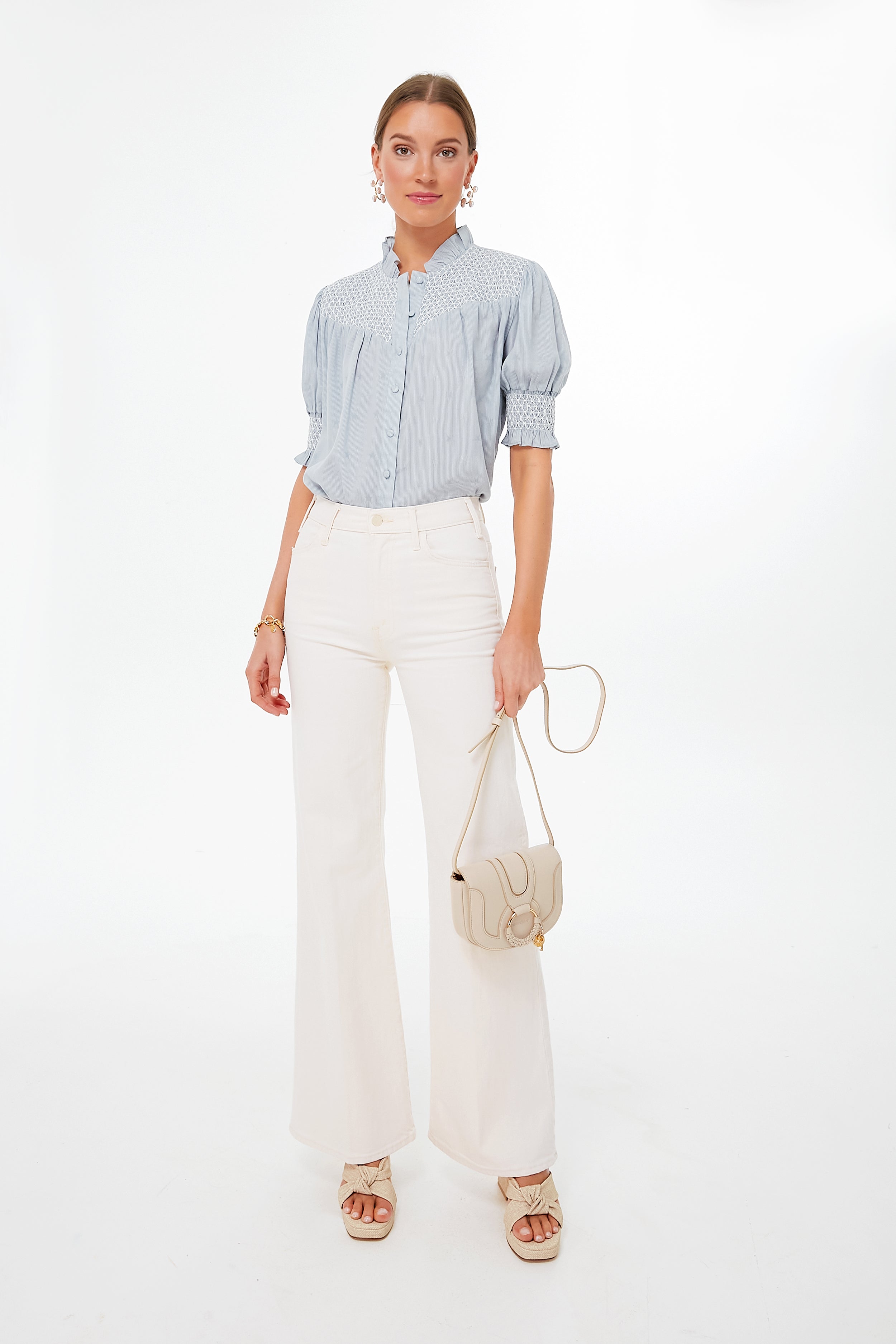 Cement Beige Leather Mini Hana Bag