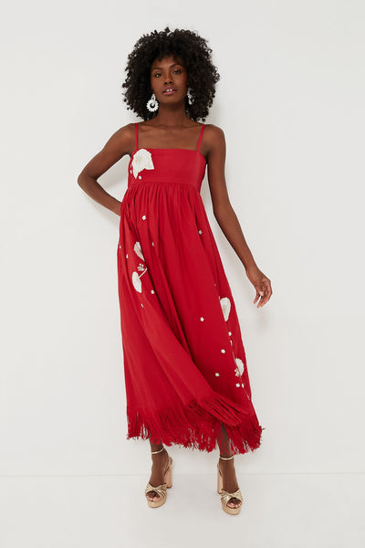 Venetian Red with Embroidery Gavin Midi Dress | EDDY Venetian Red with Embroidery Gavin Midi Dress | EDDY