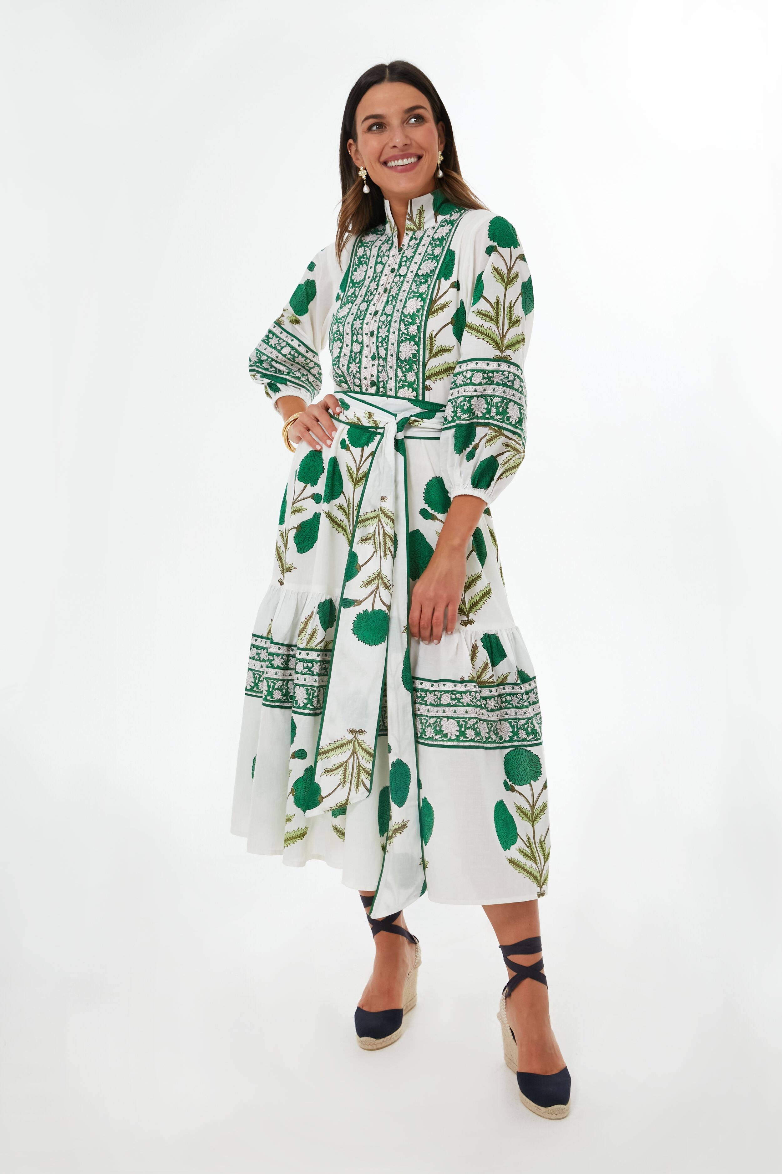 Exclusive Emerald Marigold Flounce Dress | Sue Sartor