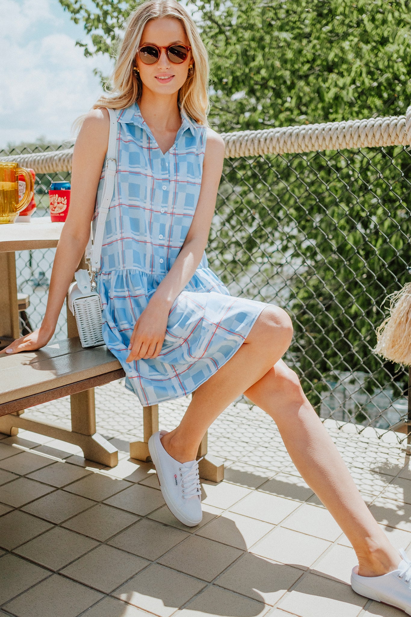 Westport Trellis Sleeveless Hayes Shirt Dress