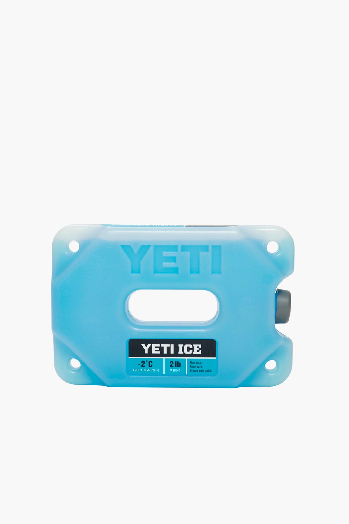 The YETI ICE pack is a rectangular blue ice pack with a central handle and a black label at the bottom. Break-resistant and built for superior ice retention, it’s ideal for keeping your items cold longer.
