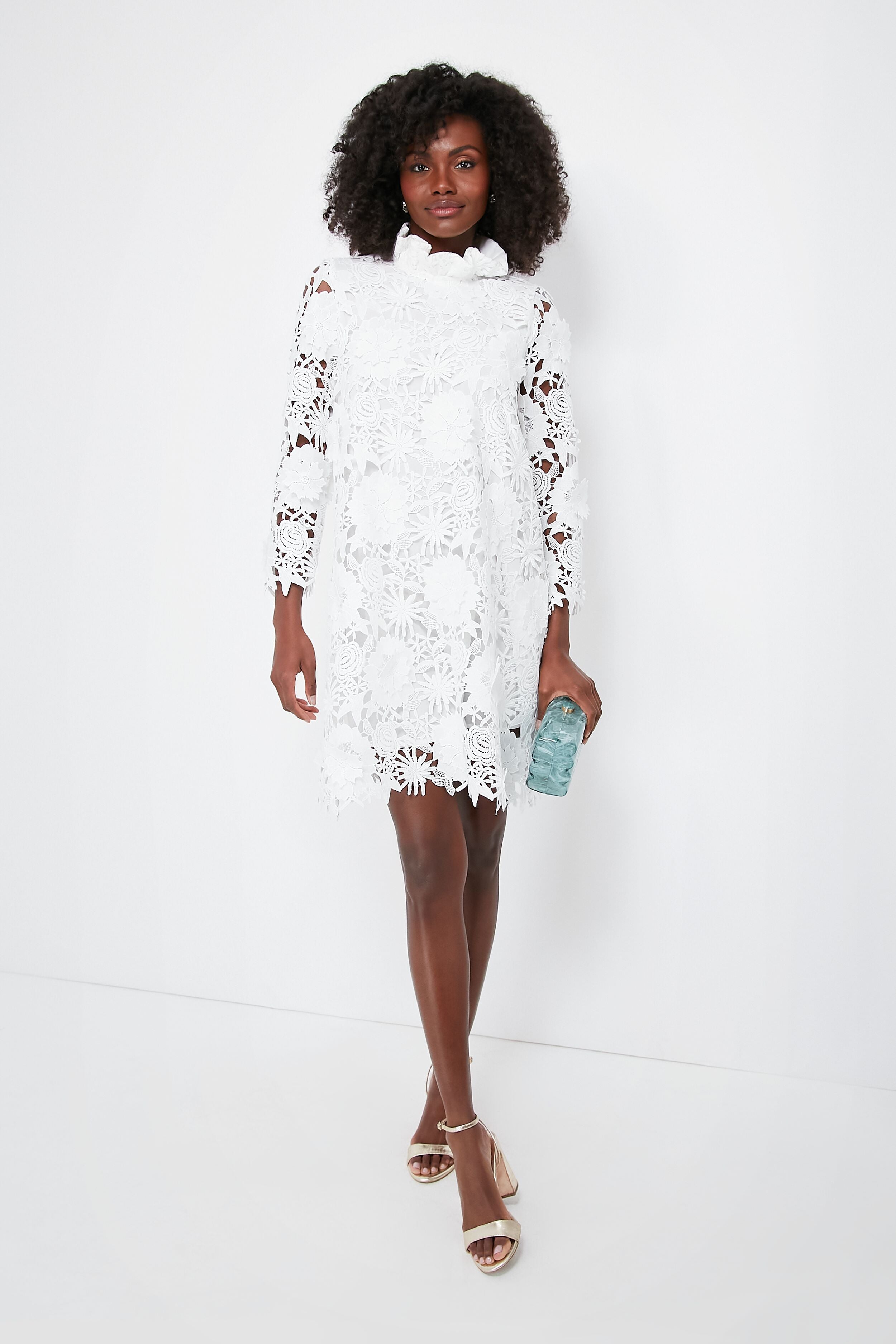 New White Contrast Guipure Lace A-Line Party Cocktail Party Dress M