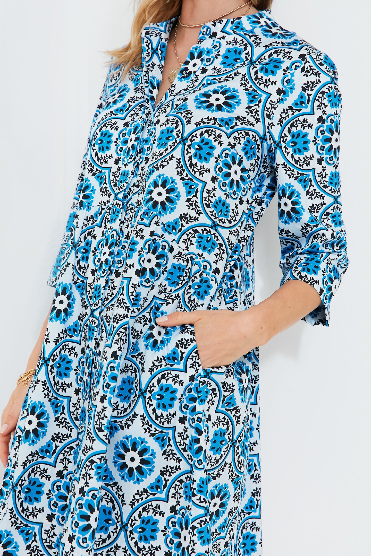 Blue Medallion Royal Shirt Dress