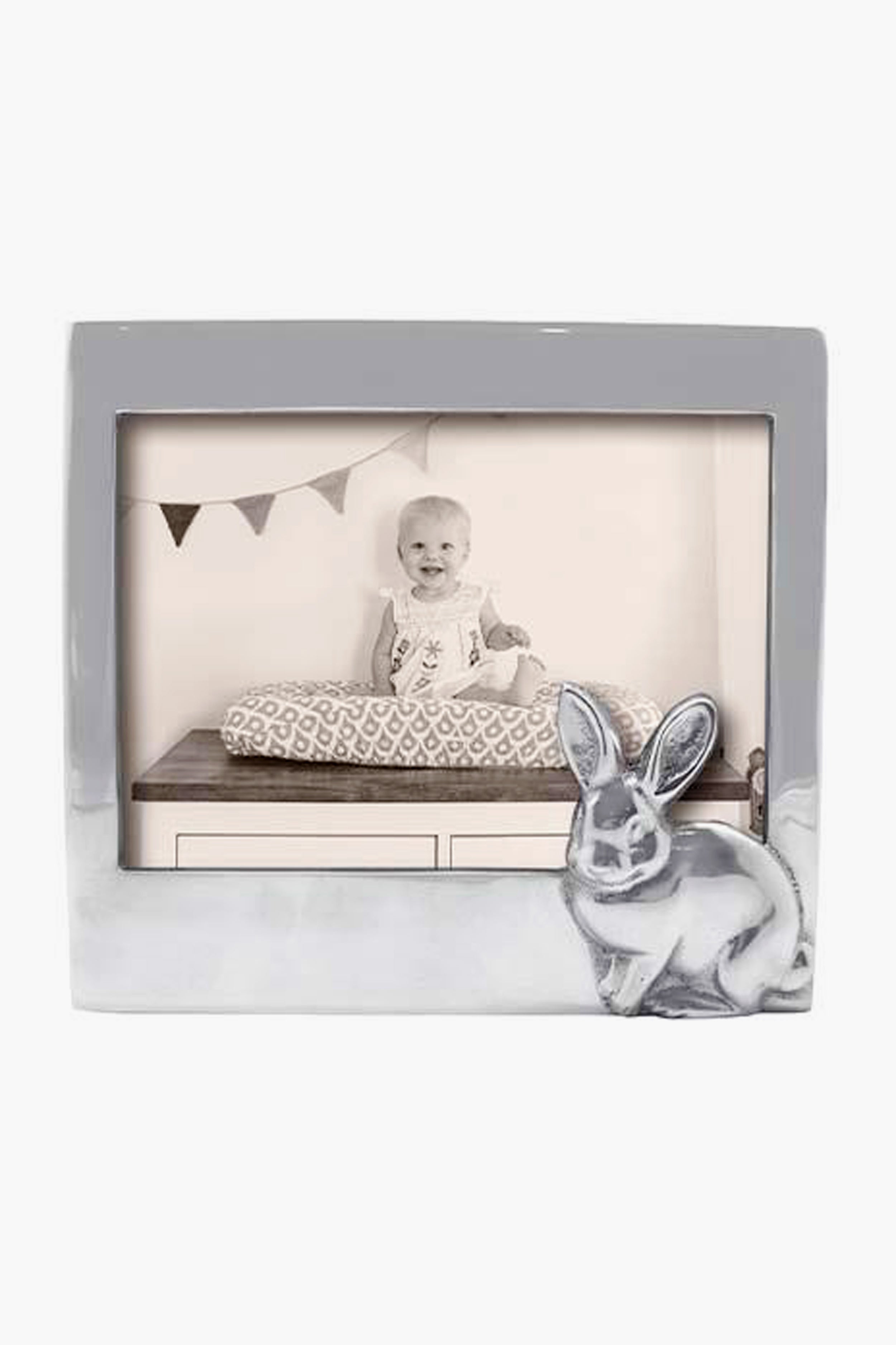 Mariposa White Leather with Metal Border 4x6 Frame