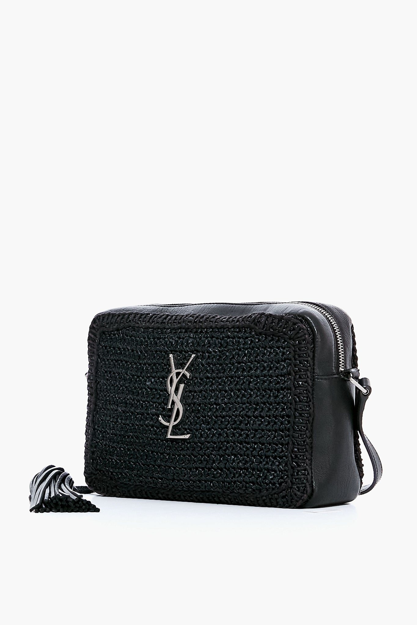 Saint Laurent Black Raffia Camera Bag