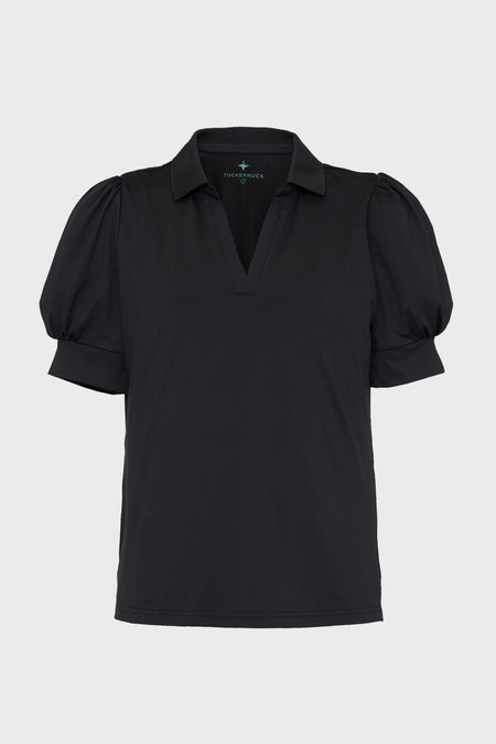 Black Puff Sleeve Caroline Polo