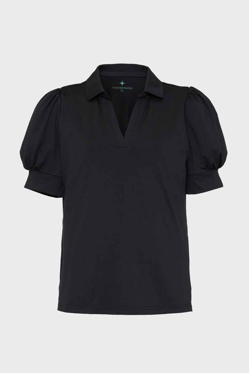 Black Puff Sleeve Caroline Polo