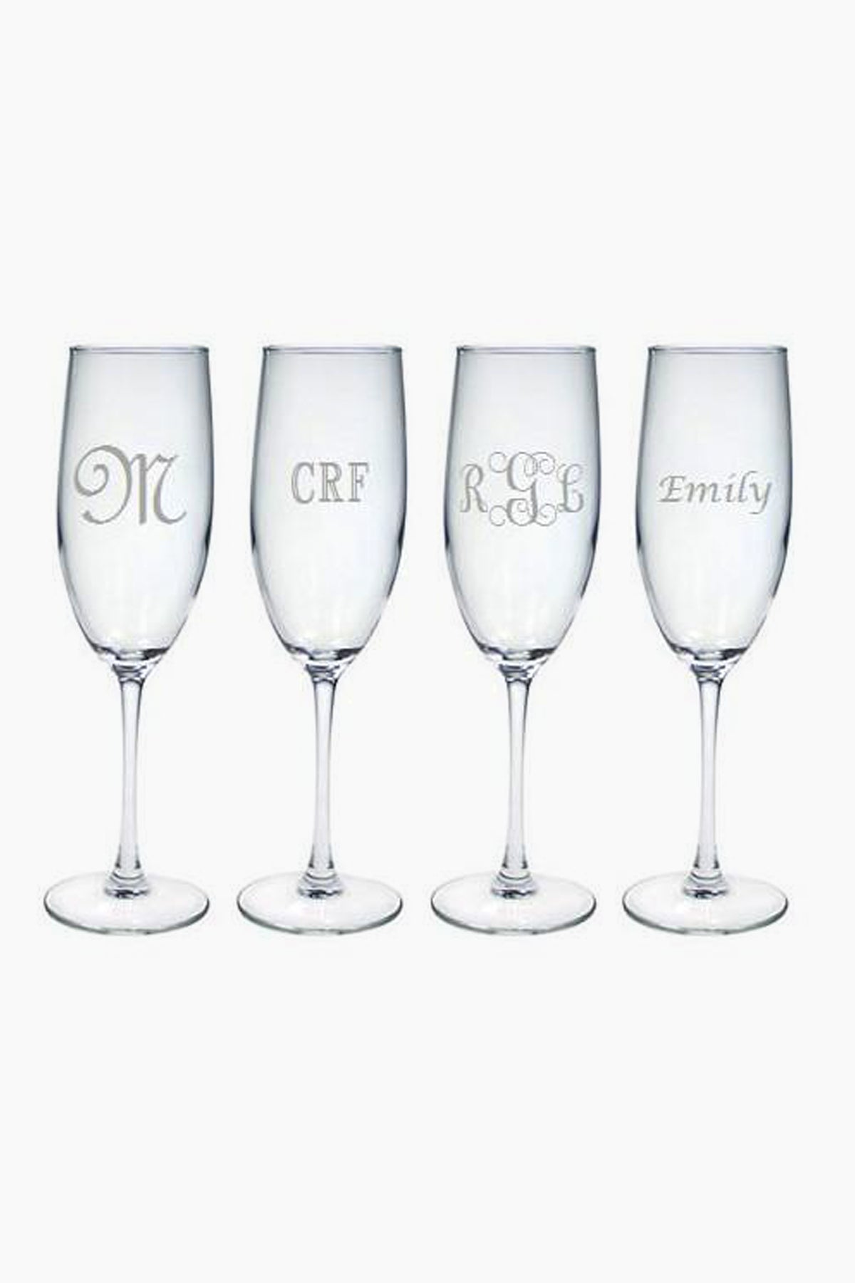 Monogrammed Glass Champagne Flutes (Set of 4)
