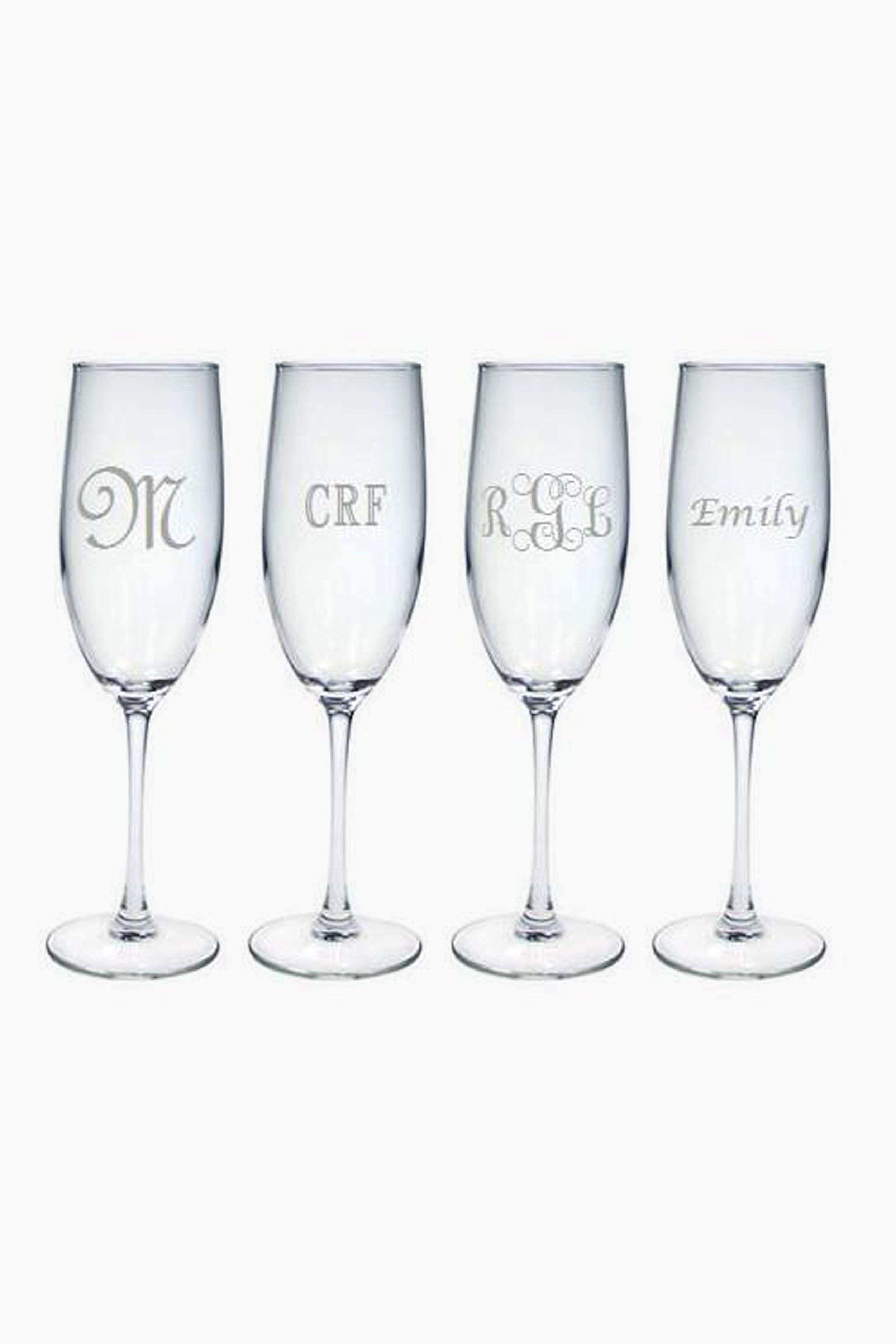 Monogrammed Glass Champagne Flutes (Set of 4)