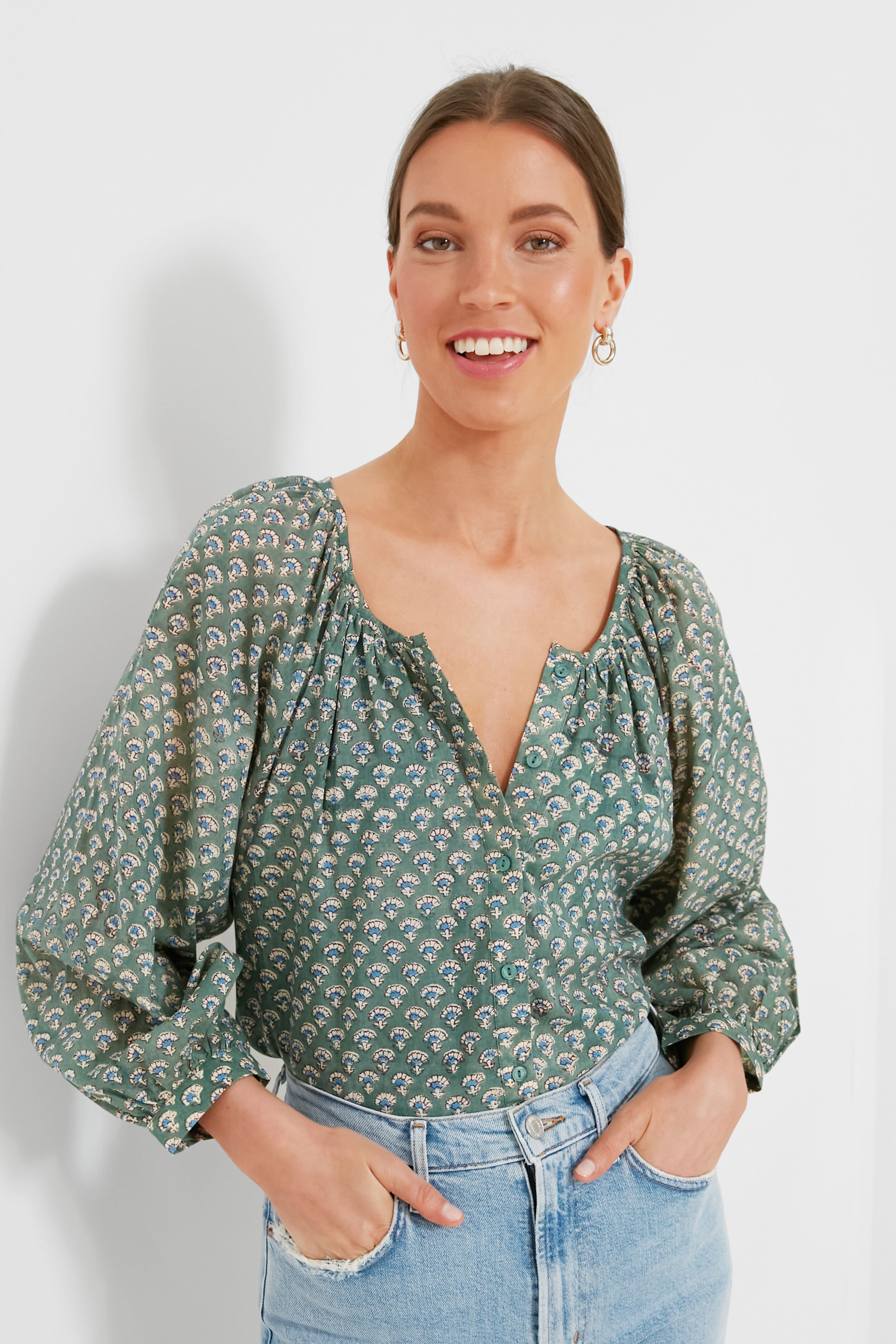 Day Flowers Juniper Frances Blouse