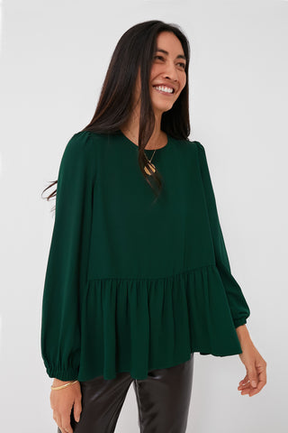 Azura Exchange Green Drawstring Ruched Smocked Peplum Tank Top