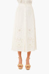 White Kiara Embroidered Button-Down Skirt