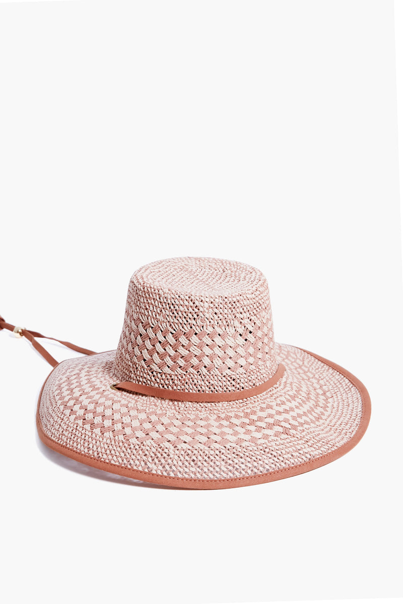 Soft Sunset Brielle Checkered Straw Hat | Lele Sadoughi display picture 3