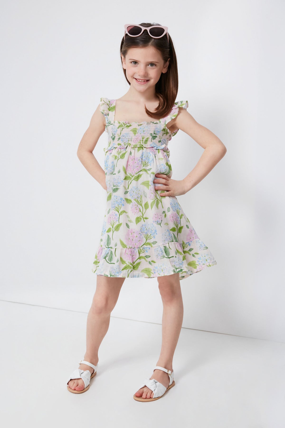 Hydrangeas Smocked Ruffle Sundress