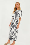 Black Flowers on Ivory Kora Rounded Twill Dress