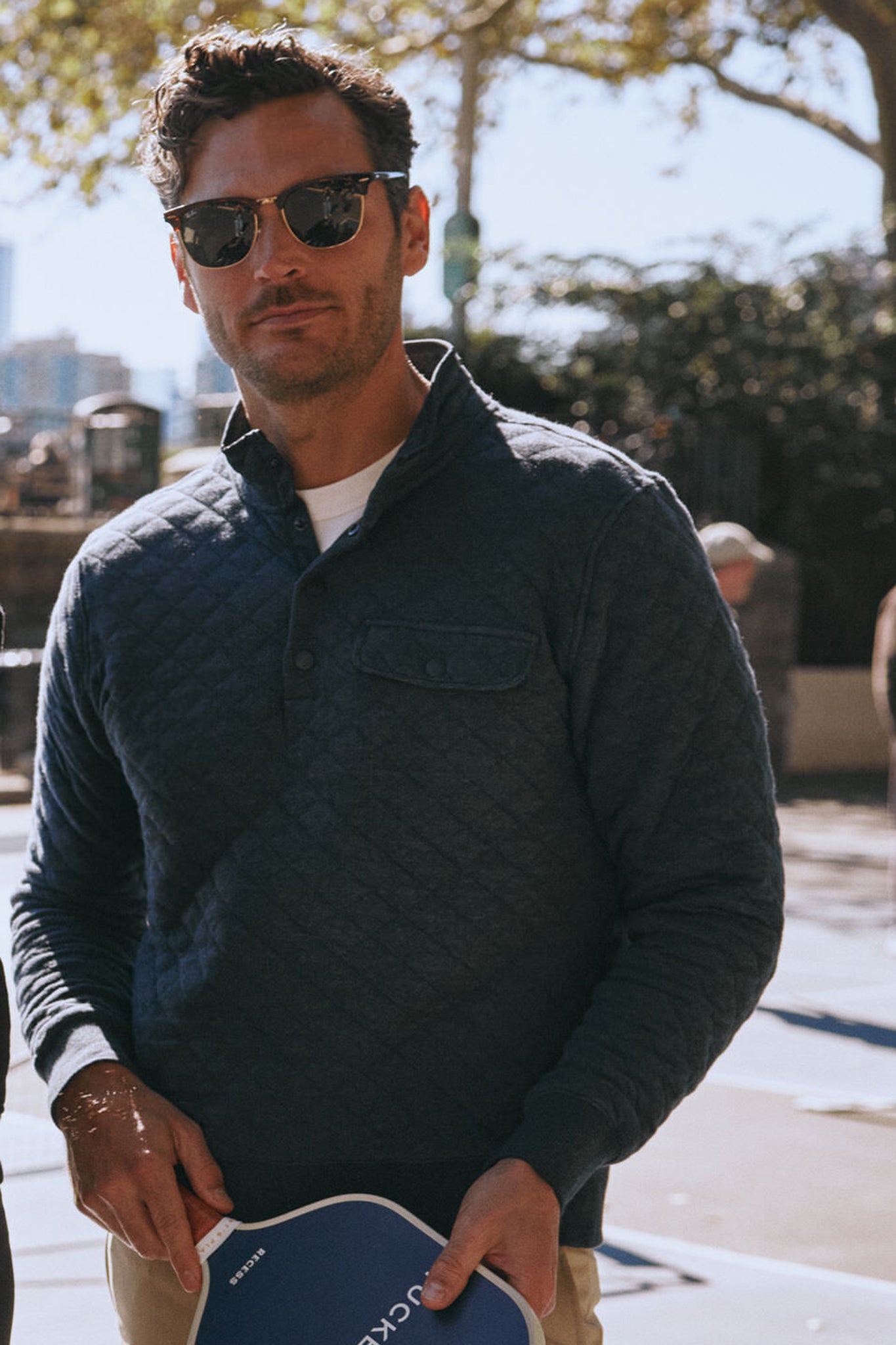 Navy Melange Epic Pullover Faherty | Quilted Fleece