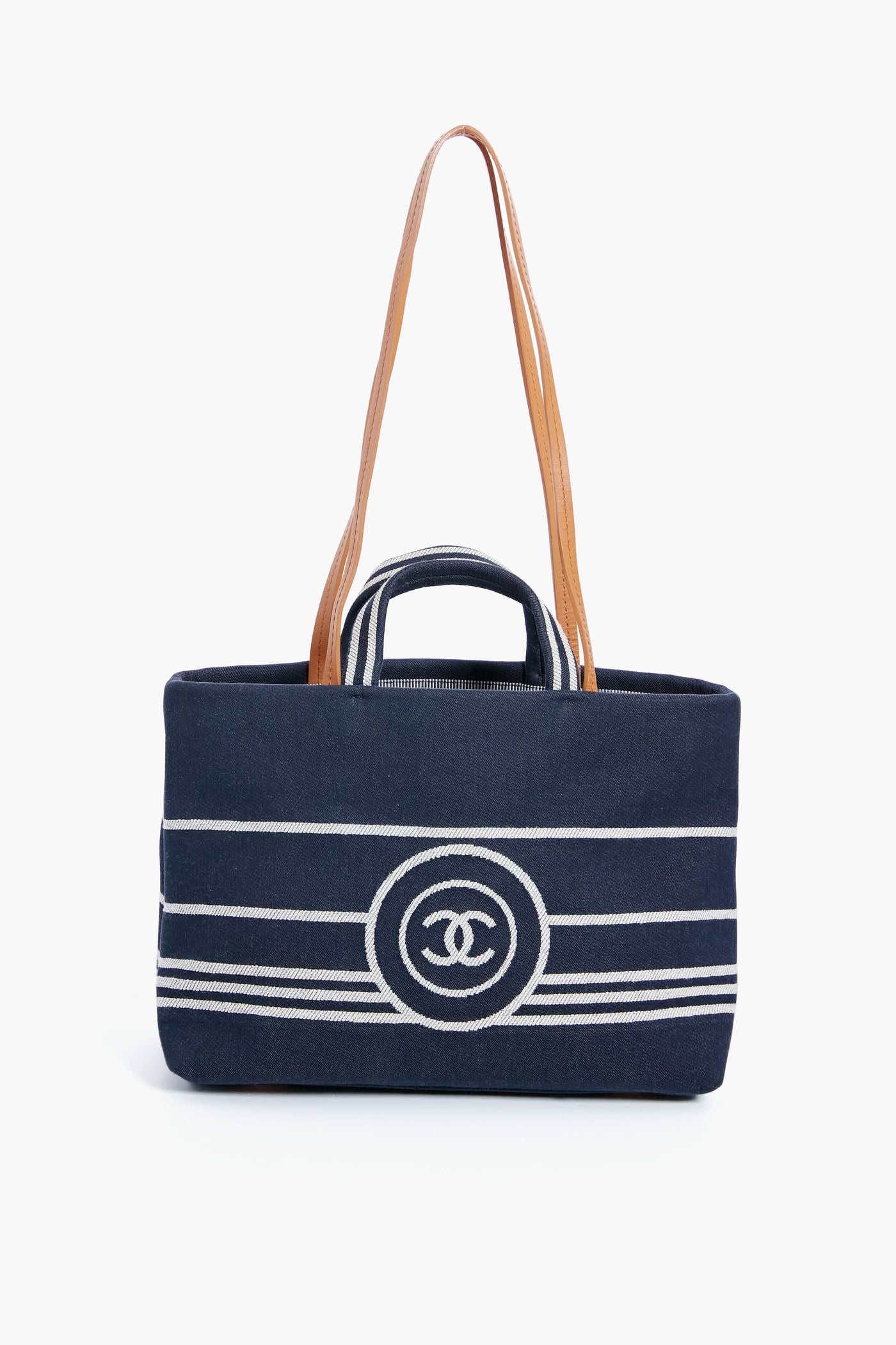 CHANEL Denim Canvas Border Tote