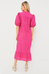 Pink Eyelet Midi Tryall Dress